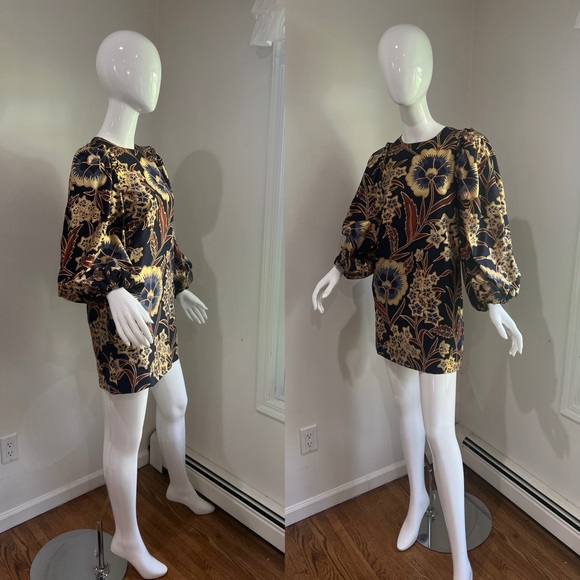 Ulla Johnson Floral Mini Dress - Navy and Gold - Picture 8 of 16